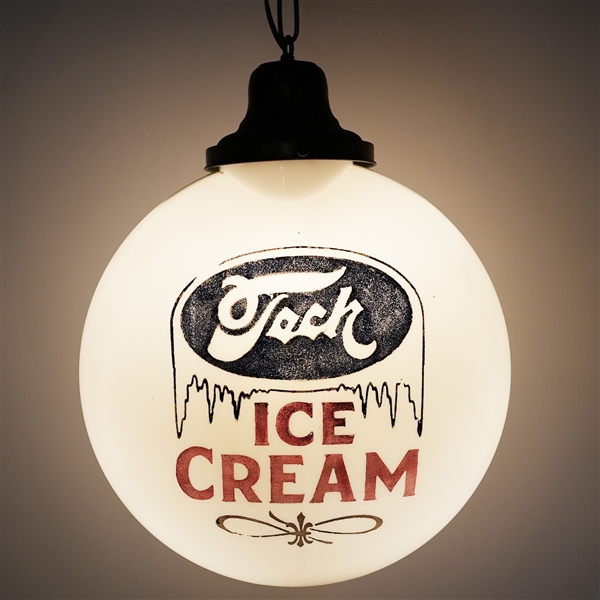 Tech Ice Cream 2 Sided Glass Illuminated Globe Sign RARE