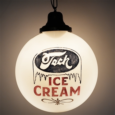 Tech Ice Cream 2 Sided Glass Illuminated Globe Sign RARE