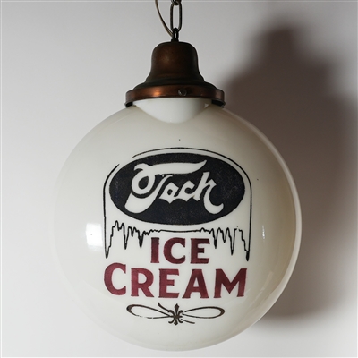 Tech Ice Cream 2 Sided Glass Illuminated Globe Sign RARE