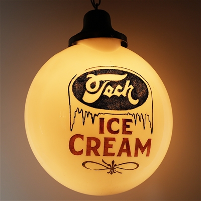 Tech Ice Cream 2 Sided Glass Illuminated Globe Sign RARE