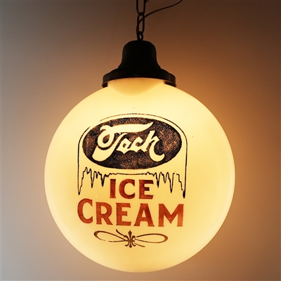Tech Ice Cream 2 Sided Glass Illuminated Globe Sign RARE