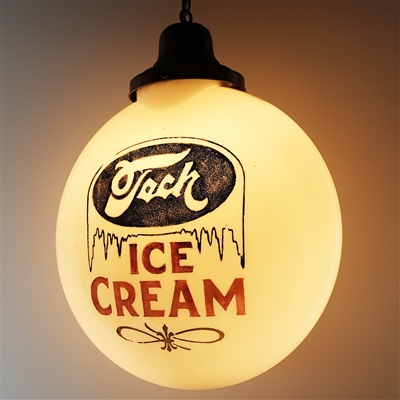 Tech Ice Cream 2 Sided Glass Illuminated Globe Sign RARE