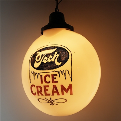 Tech Ice Cream 2 Sided Glass Illuminated Globe Sign RARE