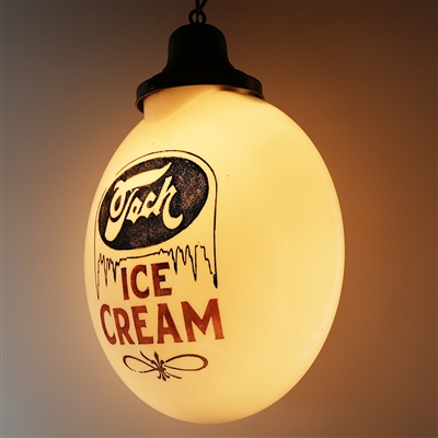 Tech Ice Cream 2 Sided Glass Illuminated Globe Sign RARE