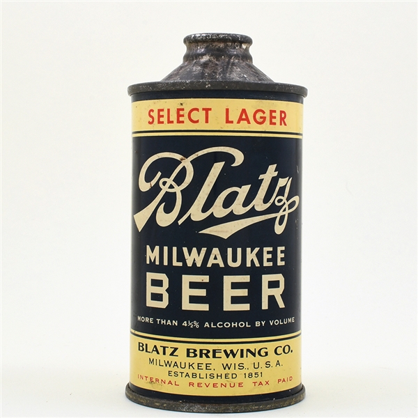 Blatz Milwaukee Beer Flat Bottom Cone Top 153-6