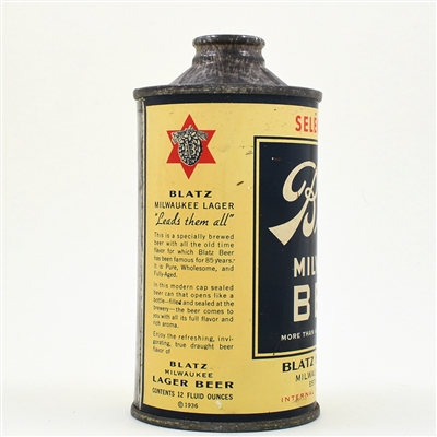 Blatz Milwaukee Beer Flat Bottom Cone Top 153-6