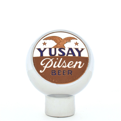 Yusay Pilsen Beer 1940s Enameled Chrome Ball Tap Knob