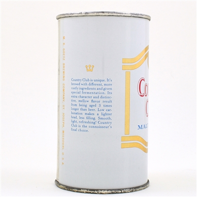 Country Club Malt Lager Flat Top GOETZ 51-37 MINTY