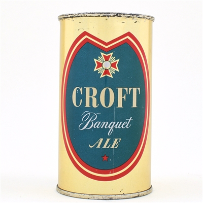 Croft Banquet Ale Flat Top L52-33 TAN LETTERS BLUE BACKGROUND