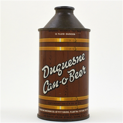 Duquesne Can-o-Beer Cone Top IRTP NO CCC LOGO 159-27