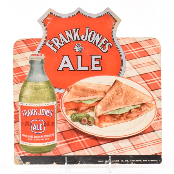 Frank Jones Ale 1940s Die Cut Cardboard Sign SCARCE