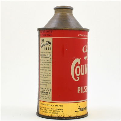 Goetz Country Club Beer Cone Top DNCMT 4 PERCENT 165-14