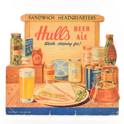 Hulls Sandwich Headquarters Die Cut Cardboard Sign