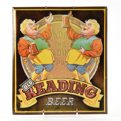 Old Reading Beer 1940s Embossed Tin-Over-Cardboard Sign GUS