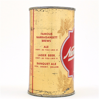Narragansett Ale Flat Top KEGLINED 17A CODE 101-19