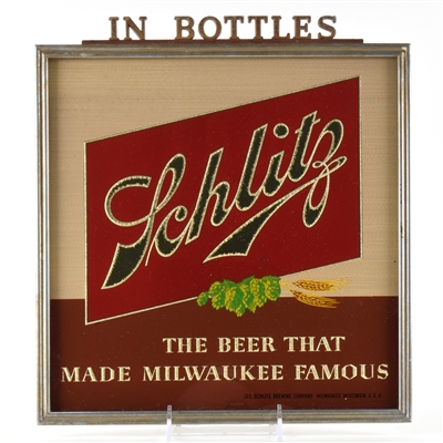 Schlitz In Bottles 1930s Price Bros Reverse-Painted Glass Sign