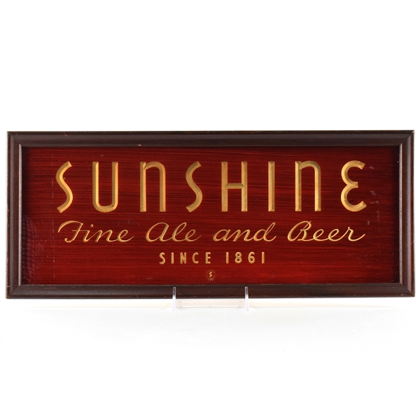 Sunshine Fine Ale and Beer 1930s Reverse Painted Glass Sign SCARCE SHARP
