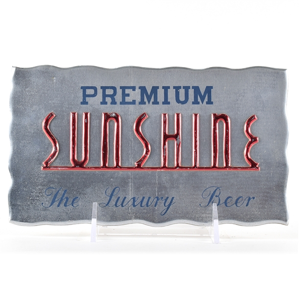 Sunshine Premium Luxury Beer 1940s Die Cut Cardboard Sign