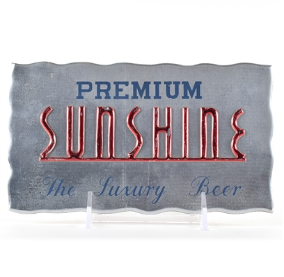 Sunshine Premium Luxury Beer 1940s Die Cut Cardboard Sign