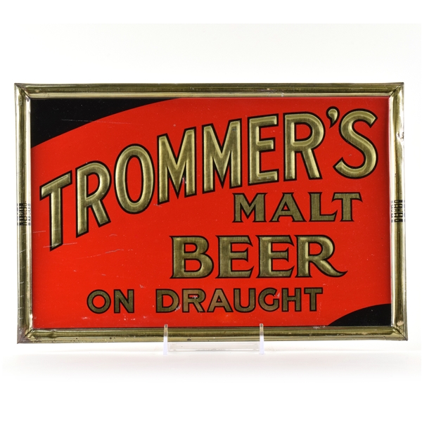 Trommers Malt Beer On Draught 1930s Embossed Tin-Over-Cardboard Sign
