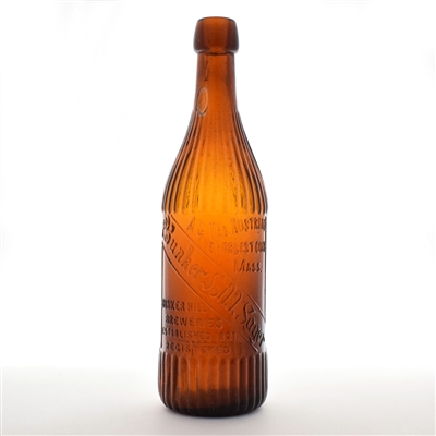 Bunker Hill Lager Pre-Prohibition Fluted Embossed Blob Top Bottle