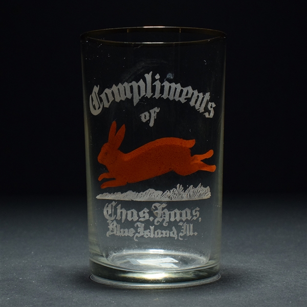 Chas Haas Pre-Prohibition 2-Color Etched Drinking Glass RABBIT