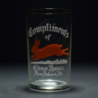 Chas Haas Pre-Prohibition 2-Color Etched Drinking Glass RABBIT