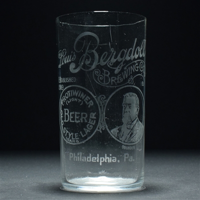 Louis Bergdoll Brewing Pre-Prohibition Faceted Etched Glass