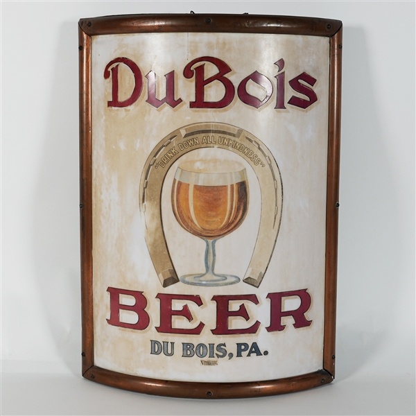 Du Bois Beer Horse Shoe Curved VITROLITE Corner Sign RARE