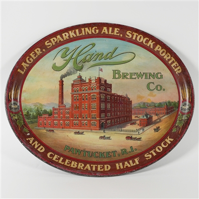 Hand Brewing PAWTUCKET RHODE ISLAND Pre-Prohibition Factory Scene Tray VERY RARE