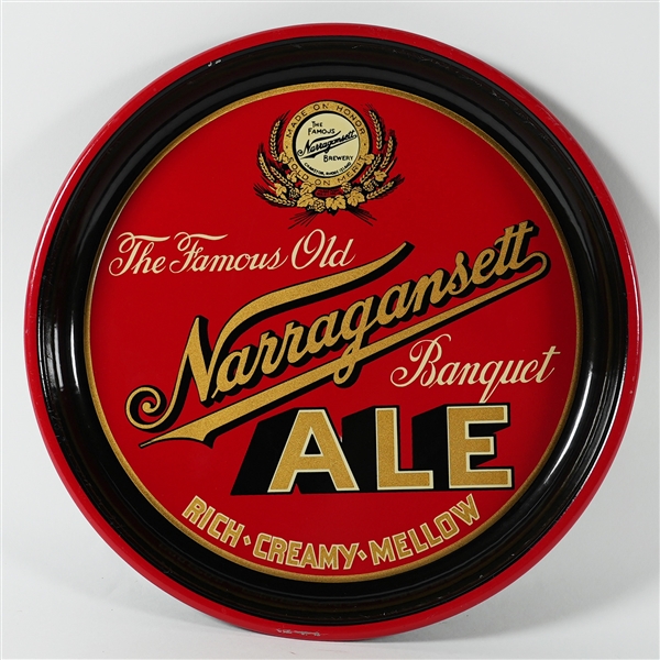 Narragansett Famous Old Banquet Ale Rich Creamy Mellow Tray OUTSTANDING