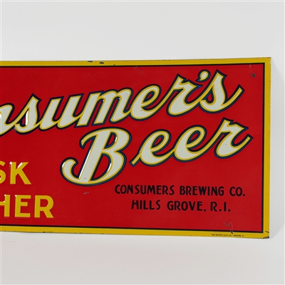 Consumers Beer Ask Father Embossed Tin Sign TOUGH