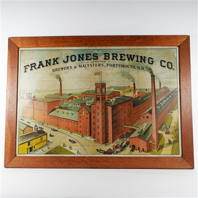Frank Jones Brewing Tin Pre-Prohibition Factory Scene Sign SCARCE INCREDIBLE