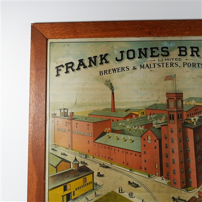 Frank Jones Brewing Tin Pre-Prohibition Factory Scene Sign SCARCE INCREDIBLE