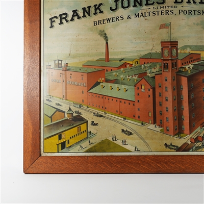 Frank Jones Brewing Tin Pre-Prohibition Factory Scene Sign SCARCE INCREDIBLE