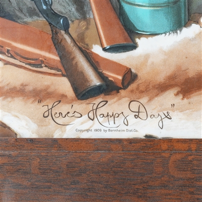 IW Harper Whiskey Hunting Cabin Meyercord Vitrolite Pre-Prohibition Sign MINTY