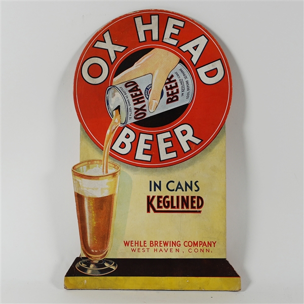 Wehle Ox Head Beer In Keglined Cans Diecut Cardboard Sign