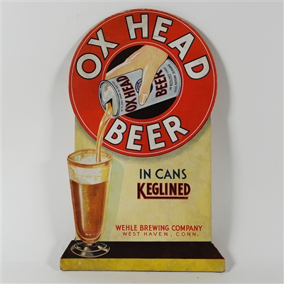 Wehle Ox Head Beer In Keglined Cans Diecut Cardboard Sign