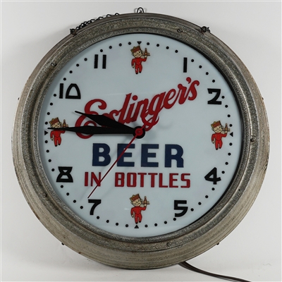 Esslingers Beer In Bottles GILLCO Milk Glass Advertising Clock